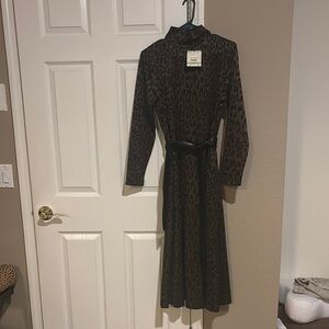Anne Klein Animal Print Long Sleeve Dress